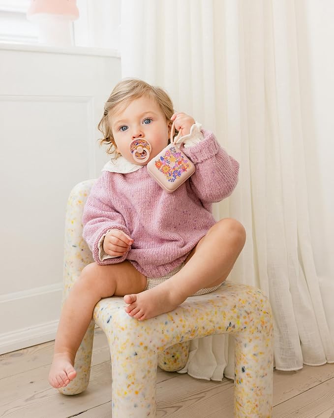 BIBS Colour Liberty Soother 2-Pack, BPA Free Dummy Pacifier, Round Nipple. Natural Rubber Latex, Made in Denmark, Size 1 (0-6 Months), June Blossom Blush Mix