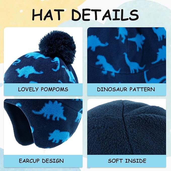 Duoyeree Kids Beanie Hat for Boys Girls Pom-pom Kint Hats Cozy Lining Winter Skull Cap