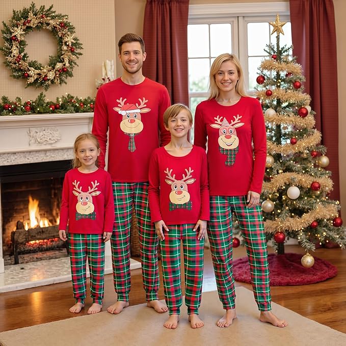 Awoscut Family Christmas Pajamas Matching Pajamas for Family, Xmas PJs Sets Holiday Sleepwear