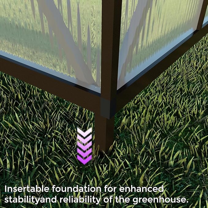 CQZY 8x10 FT Greenhouse for Outdoors, Polycarbonate Greenhouse with Quick Setup Structure and Roof Vent, Aluminum Large Walk-in Green House for Outside Garden Backyard,Dark Gray