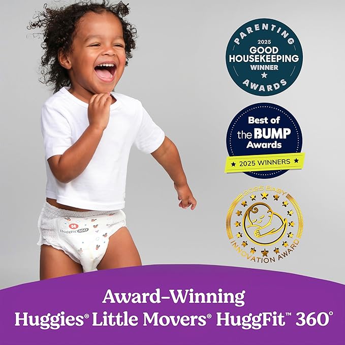 Huggies Size 6 Baby Diapers, Little Movers HuggFit 360° Baby Diapers with 360° Waistband, Size 6 (35+ lbs), 48 Count, Packaging May Vary