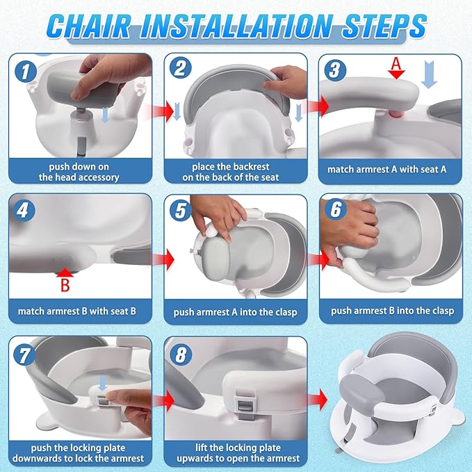 Mostop Baby Bath Seat for Babies 6 Months & Up - Non-Slip Infant Bathtub Chair with Suction Cups - Sit Up Bath Seat for Baby Toddlers - Toddler Bath for Baby Sitting Up, Easy to Clean