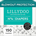 LILLYDOO Baby Diapers - Size 4 (20-31 lbs), Monthly Supply (150 Count), Leak Protection, Skin-Friendly, Ultrasoft, Perfume- & Chlorine-Free, Hypoallergenic, Dermatologist Tested, Oeko-TEX®