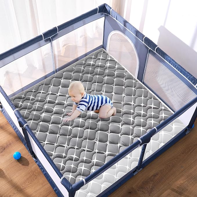 High-Density Foam Baby Play Mat, 59x59 Inches Thicken One-Piece Comfortable and Soft Playmat, Non Slip Machine Washable Floor Mat for Infants, Tapete para Bebes,Toddlers