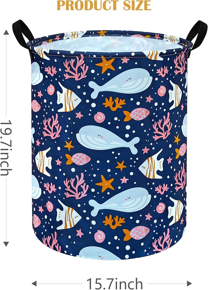 Round Laundry Hamper Storage Basket Laundry Organizer Hamper Storage Bins Clothes and Toys Box Nursery Hamper Gift Basket For Kids with Handles