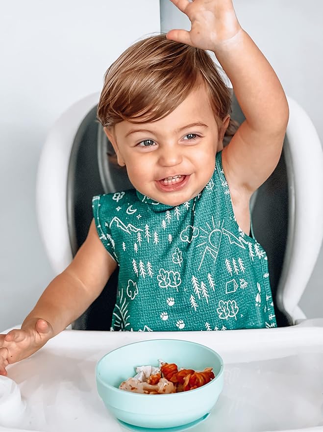 BapronBaby Pine Forest Bapron - No Neck Tie Safer Bib for Baby & Toddler - Soft Waterproof Stain Resistant - Machine Washable - Sz Baby/Toddler 6m-3T
