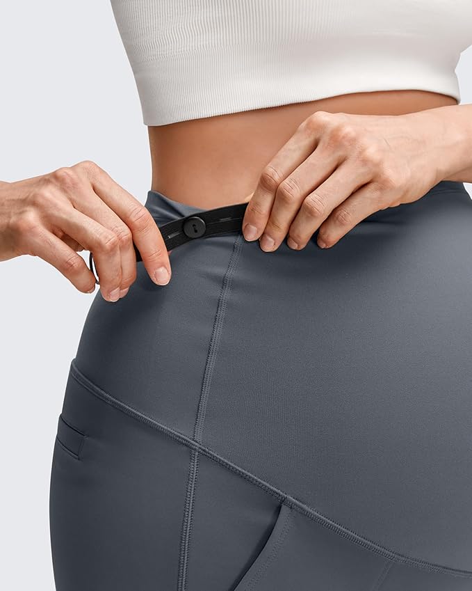 G4Free EverGoing Fleece Lined Maternity Wide Leg Pants Over The Belly Pregnancy Trousers with Pockets