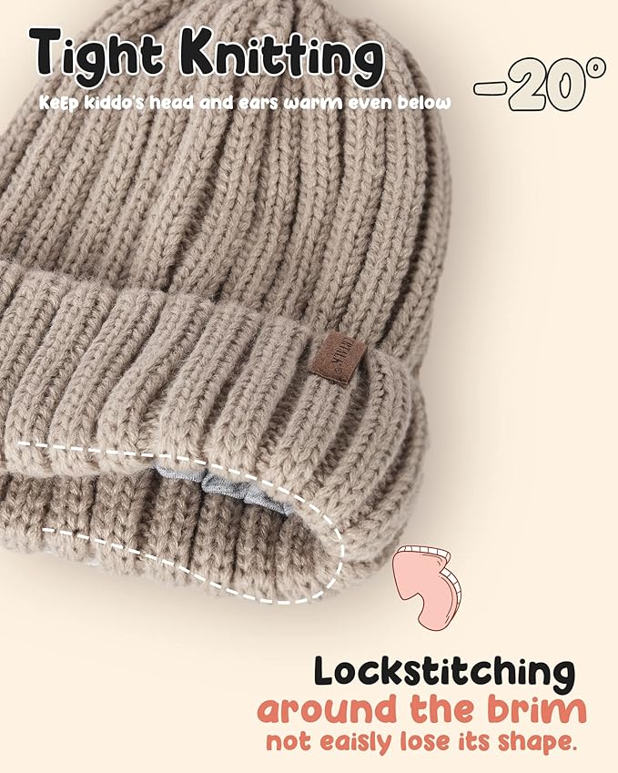FURTALK Kids Winter Hat Toddler Knitted Beanie with Faux Fur Pom Poms for Baby Girls Boys
