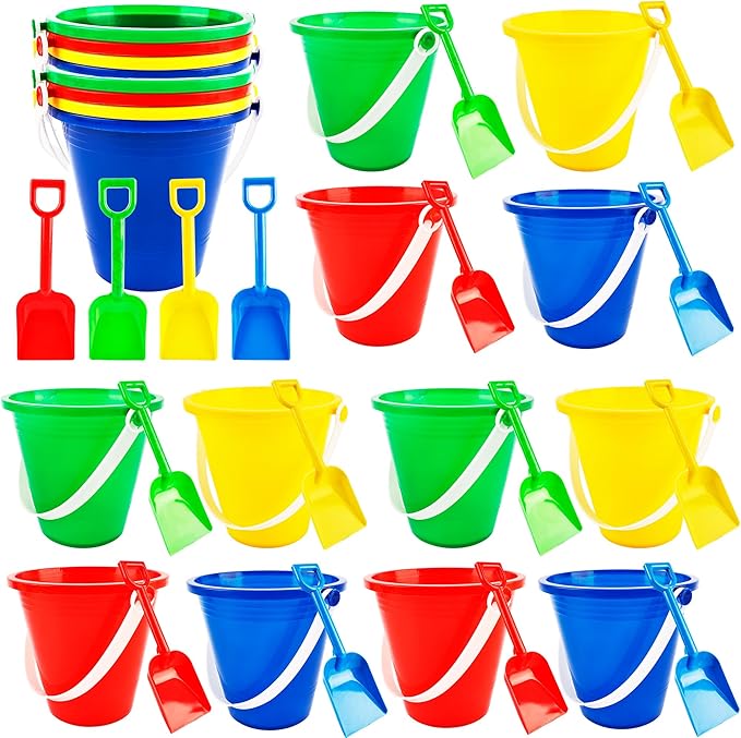 40 Pack Beach Bucket and Shovel Set Mini Plastic Buckets Sand Shovel Sand Pail Bulk for Kids Summer Seaside Beach Pool Party