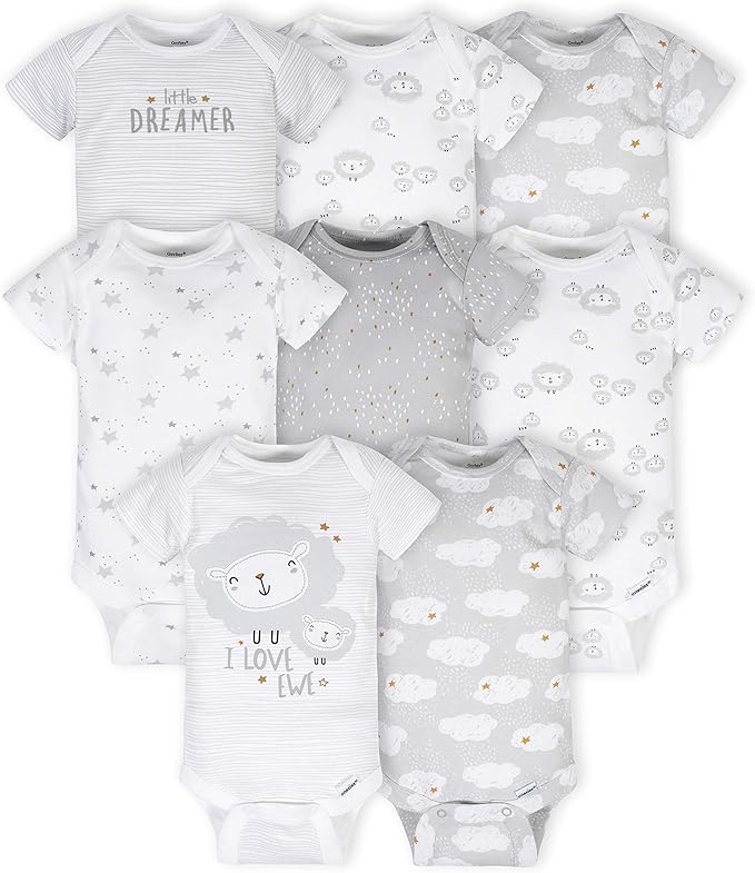 Gerber unisex-baby 8-pack Short Sleeve Onesies Bodysuits