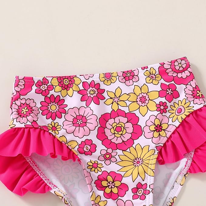 YOUNGER TREE Toddler Girls Two Pieces Swimsuit Color Block Stripe Swimwear Summer Beach Bathing Suit 18M-5T