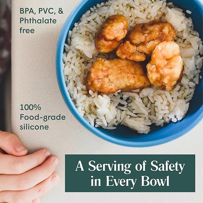 Simka Rose Baby Bowl & Spoon Set, Baby Bowls Suction for Toddler, BPA-Free Silicone Bowls Baby, Baby Bowl & Spoon Dishwasher & Microwave Safe Baby Feeding Supplies (Grey) - Silicone Suction Bowl