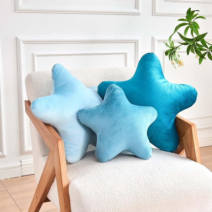 Dusty Blue Star Throw Pillow, Cute Star Pillow Room Decor, Soft 19.6" Star Shaped Decorative Throw Pillow for Bedroom, Star Plush Floor Cushions Pillows