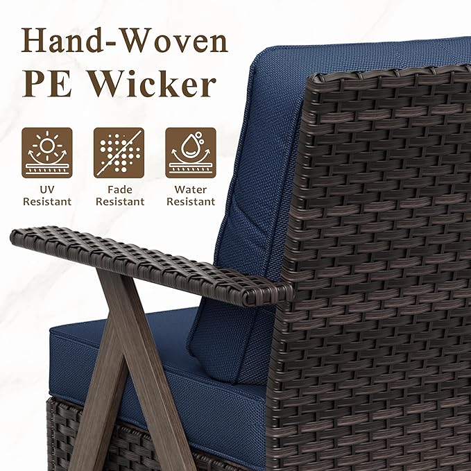 Outdoor Patio Sofa, 3 Seater Rattan Sofa for Outside, All-Weather Wicker Outdoor Sofa Couch with Metal Frame for Deck, Lawn