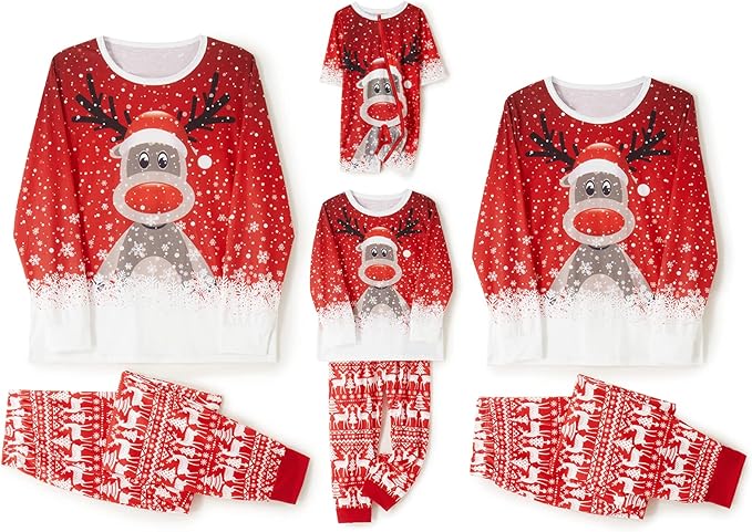 Awoscut Christmas Family Matching Pajamas Christmas Pjs Holiday Nightwear Sleepwear Sets Long Sleeve Pjs