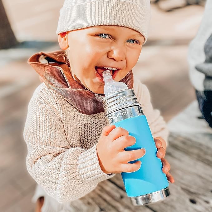 Pura Kiki 9oz/260ml Stainless Steel Insulated Sippy Bottle w/Sleeve, Plastic-Free, MadeSafe Certified, Medical-Grade Silicone Sipper Spout Fast Flow Rate for Kids, Toddlers, Babies & Infant – Unicorn