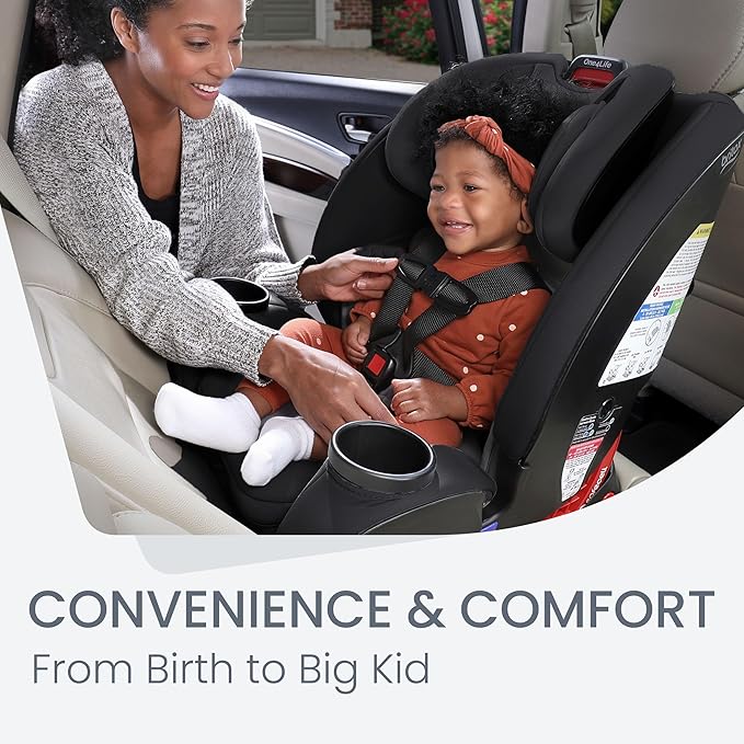 Britax One4Life All-in-One Car Seat, 10 Years of Use from 5 to 120 Pounds, Converts from Rear-Facing Infant Car Seat to Forward-Facing Booster Seat, Machine-Washable Fabric, Graphite Onyx