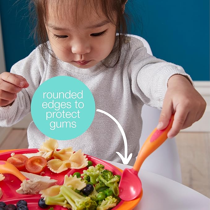 b.box Toddler Cutlery Set: Patented FLORK™ Designed Fork, Spoon & Travel Case, Easy Grip Handles, Dishwasher Safe, BPA Free (Strawberry Shake)