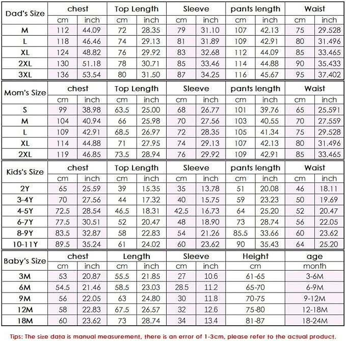 Awoscut Christmas Family Matching Pajamas Christmas Pjs Holiday Nightwear Sleepwear Sets Long Sleeve Pjs