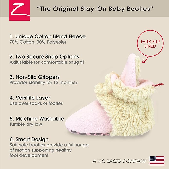 Zutano Unisex Fleece Baby Booties, Two Snap Closure, Newborn to 24 Months