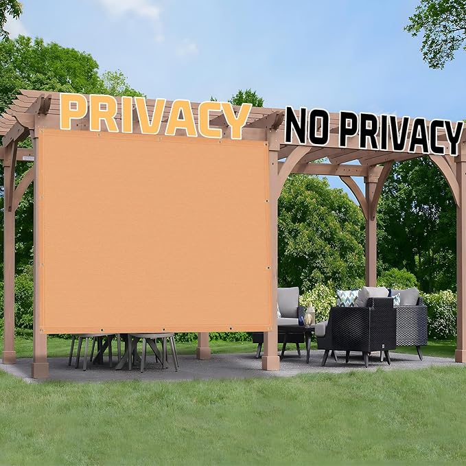 SUNNY GUARD Shade Cloth Custom Size 7x15 FT Sun Shade Screen Fabric Shade Cover Tarp with Grommets for Pergola Backyard Garden, Peach Fuzz(We Customized)