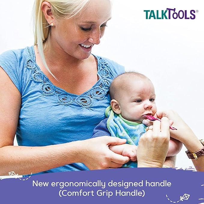 TalkTools Wee Bumpy Magenta Spoons | Provides oral awareness during feeding | Encourages lip closure | Normalize acceptance of foods with a variety of textures (Wee Bumpy, 6 Pack)