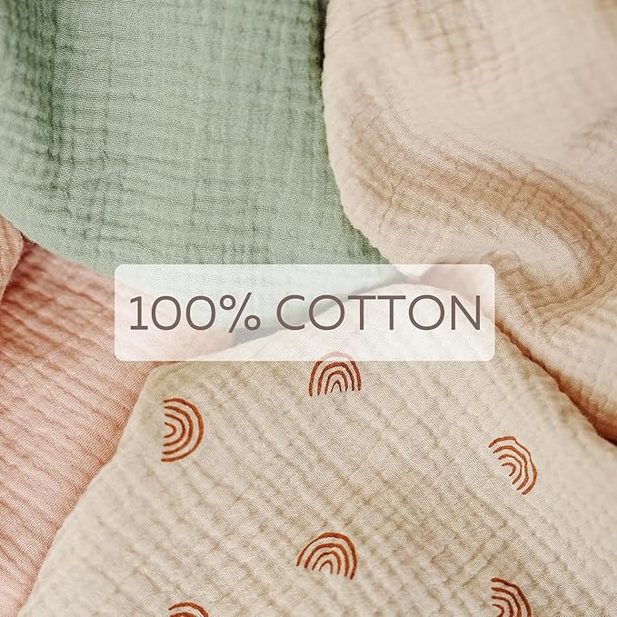 Muslin Nursing Covers for Breastfeeding, Privacy Breast Feeding Cover with Arch Neckline for Mom and Baby, Breathable 100% Cotton Nursing Apron Multi-use Stroller Cover