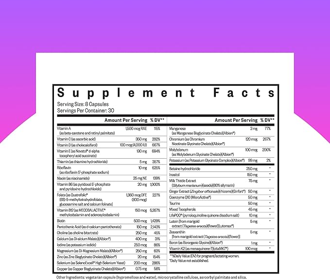 Seeking Health Optimal Prenatal - Supplement with Vitamin B12, L-Methylfolate, & Choline - Vegetarian Supplement to Support Optimal Prenatal Health - 240 Capsules
