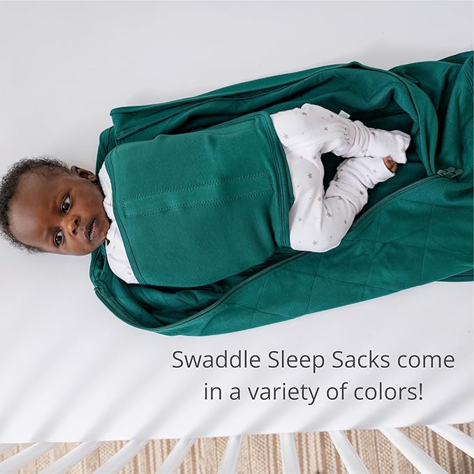 Dreamland Baby Bamboo Viscose Swaddle Sleep Sack (0-6 months). 1.0 TOG Ultra Soft Swaddle Blanket w/Built in Band. 97% Viscose, 3% Spandex (Ocean). Mom-Owned US Business, Premium Materials