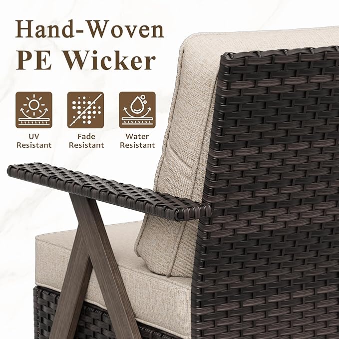 Outdoor Patio Wicker Chair Set of 2, Bistro Chair Set Patio Conversation Sets for Garden Lawn & Poolside