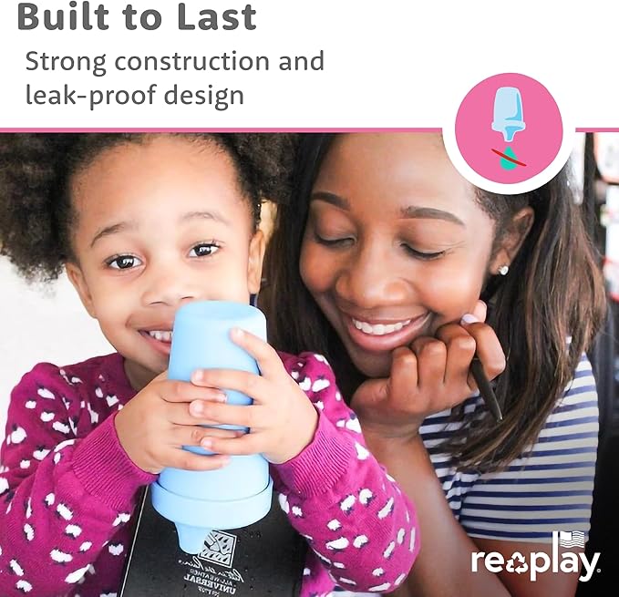 Re-Play Sippy Cups for Toddlers - 10 Oz. Reusable Spill Proof Cups for Kids, Dishwasher/Microwave Safe - Made in USA - Set of 4-3.13" x 6.25" - Bubble Pop