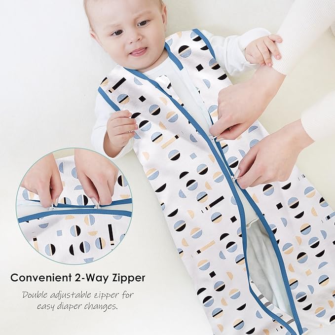 Cute Castle Baby Sleep Sack 6-12 Months - Lightweight 100% Cotton 2-Way Zipper TOG 0.5 Infant Wearable Blanket, Newborn Essentials Toddler Sleep Clothes (3 Pack Blue)