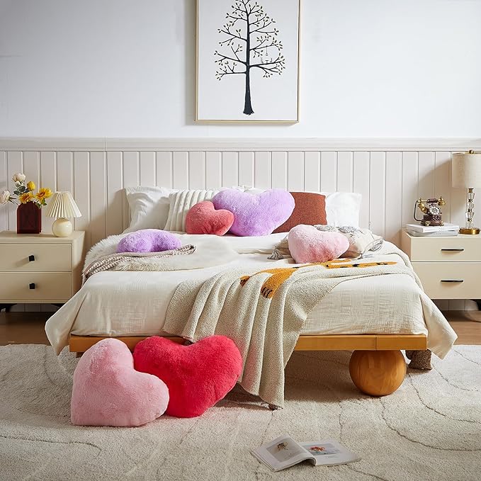 EastTree Heart Pillows, Peach Pink Heart Shaped Pillows, Ultra Soft Extra-Large Fluffy Pillows, Love Throw Pillows Gifts, Women Girls Living Room Decor 15x18 Inch