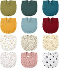 Geyoga 12 Pack Muslin Baby Bibs Adjustable Bandana Drool Bib for Unisex Cotton for Infants Boys Girls Teething