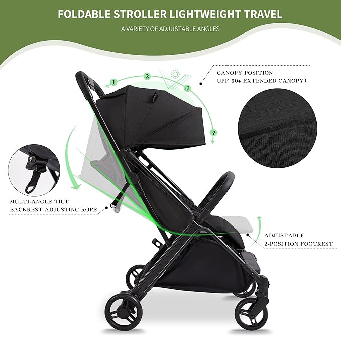 COOL KIDS Baby Stroller， Umbrella Stroller with Automatic Fold,Baby Strollers with Pop Out Sun Canopy,Baby Airplane Travel Essentials(Black)