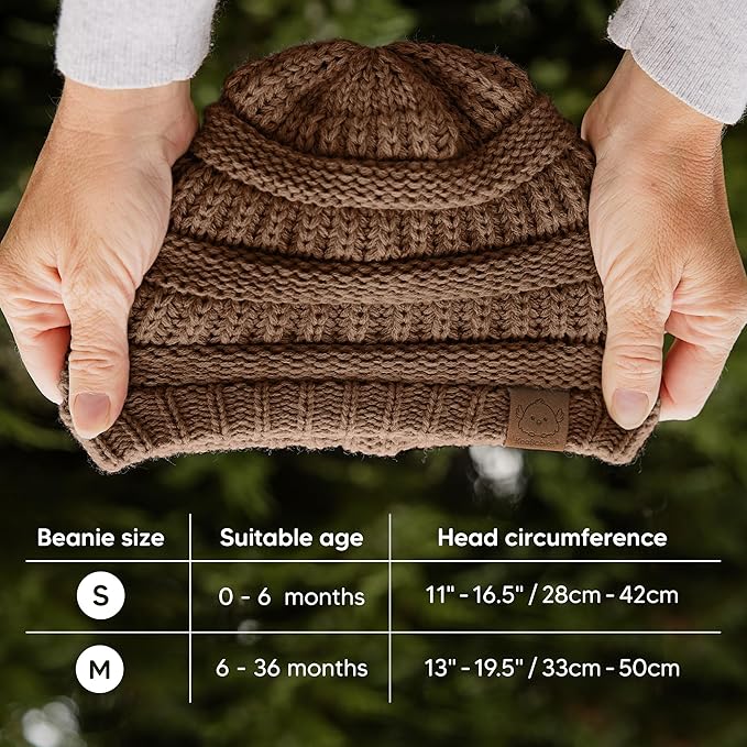 3-Pack Baby Beanies for Boys, Girls - Stretchy Knit Baby Hats, Cute Newborn & Toddler Winter Hat, Soft & Warm Infant Beanie 6-36 Months (Mars, M)