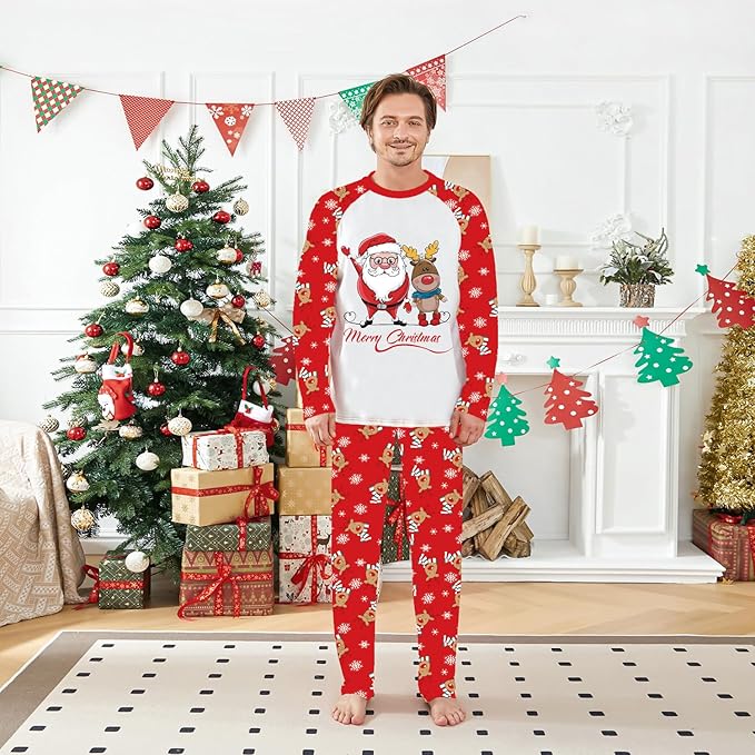 Awoscut Family Christmas Pajamas Matching Pajamas for Family, Xmas PJs Sets Holiday Sleepwear