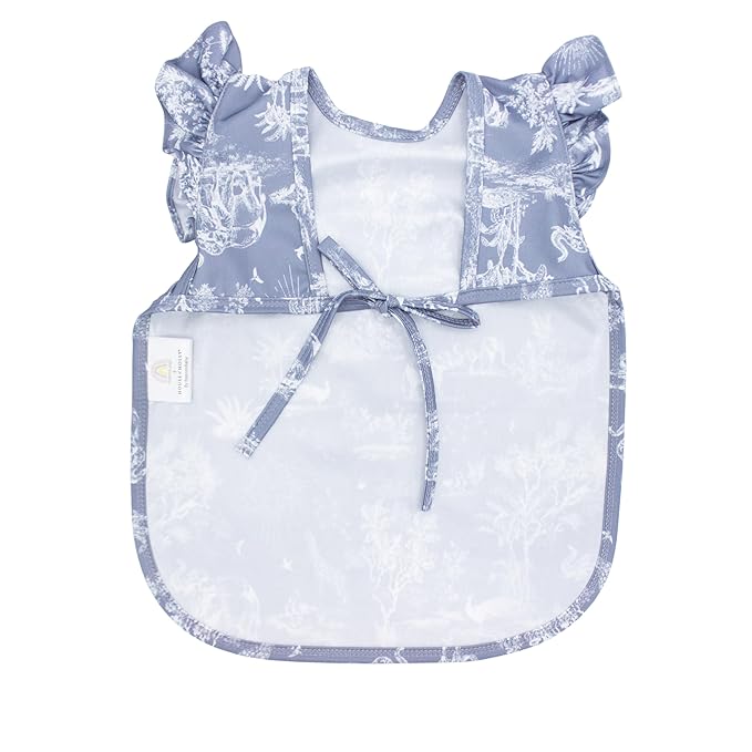BapronBaby Flutter Savanna Blue Bapron - No Neck Tie Safer Bib for Baby & Toddler - Soft Waterproof Stain Resistant - Machine Washable - Sz Baby/Toddler 6m-3T