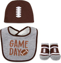 Baby Bib, Booties & Headwear Gift Set – 3 Piece Outfit for Boys & Girls – Halloween, Fall, Thanksgiving, Football & Christmas