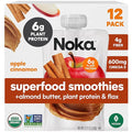 Noka Superfood Fruit Smoothie Pouches, Organic Applesauce Pouches with Apple, Cinnamon & Almond Butter, Healthy Snacks with Organic Fruits, Plant Protein, Fiber & Flax Seed, 4.22 oz (Pack of 12)