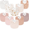 Konssy 10-Pack Muslin Baby Bibs, Soft Cotton Bandana Bibs for Drooling & Teething, Unisex Solid Colors for Boys & Girls, Newborn & Infant