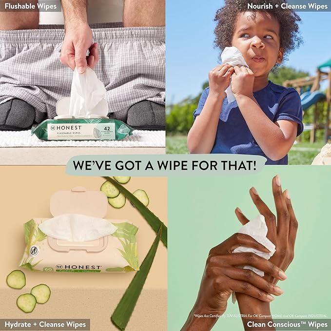 The Honest Company Clean Conscious Multi-Use Wipes, Unscented Hypoallergenic Baby Wipes for Sensitive Skin, 99% Water Plant-Based Compostable Wipes, Geo Mood, 288 Count
