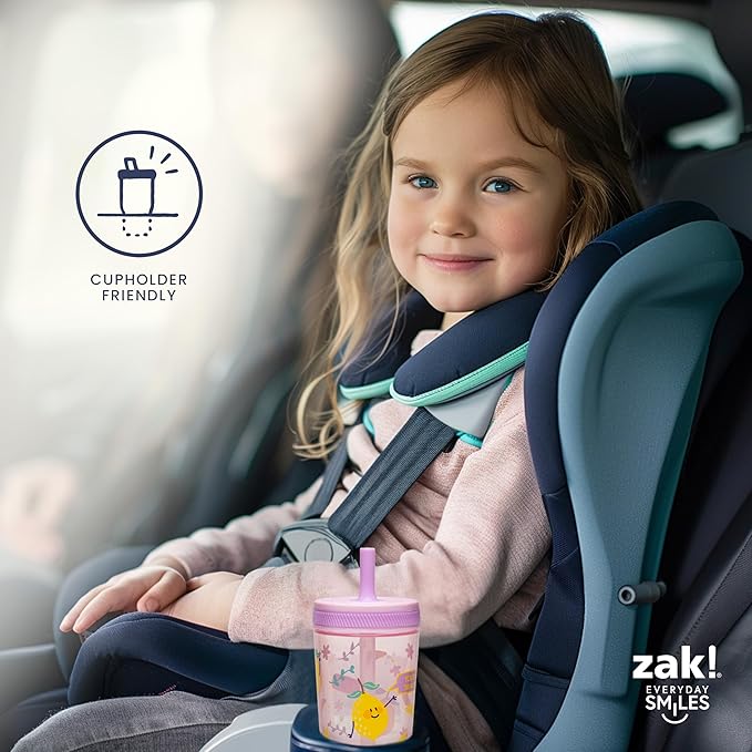Zak Designs Kelso Toddler Cups For Travel or At Home, 15oz 2-Pack Durable Plastic Sippy Cups With Leak-Proof Design is Perfect For Kids (Silly Goose, Harvest)