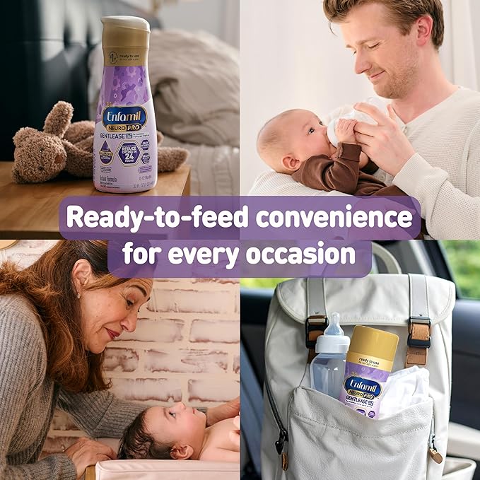 Enfamil NeuroPro Gentlease Ready-to-Feed with Smaller Proteins for Easy Digestion, Brain Supporting DHA, Prebiotic,Baby Formula for easing Fussiness, Crying, Gas, Spit-up in 24hrs, 32 Fl Oz, 6 Count