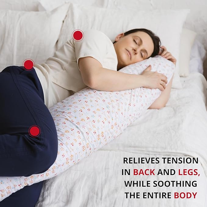 First Organic Cotton Pregnancy Pillow for Sleeping & Baby Feeding made with Natural Kapok Filling – Cooling Nursing & Comfort Pillow for Maternity Support & Side Sleepers – Removable Cover Included!