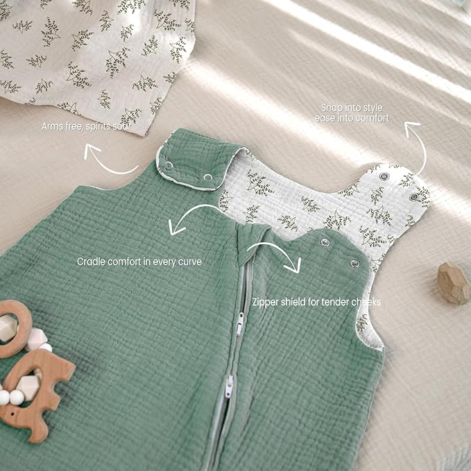 lulumoon Sleep Sack Muslin for Baby: Cotton Wearable Blanket for 9-15 Months - Soft Lightweight Ideal for Nursery Lounge Nighttime Naptime 12-18 Months