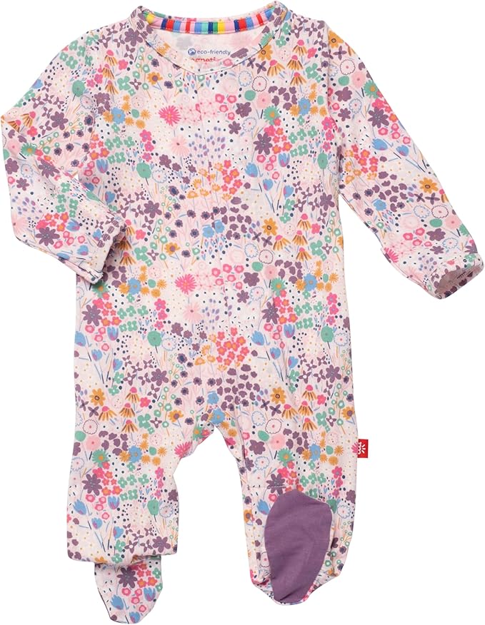 Magnetic Me Girls Modal Magnetic Baby Footie Pajamas | Silky Soft Modal Fabric | Baby Sleepers Available Sizes PRE - 24M