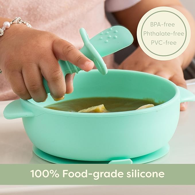 UpwardBaby Baby Spoons Self-Feeding with Anti-Choke Barrier - BPA-Free Silicone Utensils for Baby-Led Weaning & First-Stage Infant Spoons - 6+ Months and Toddler Friendly (3 Pack)