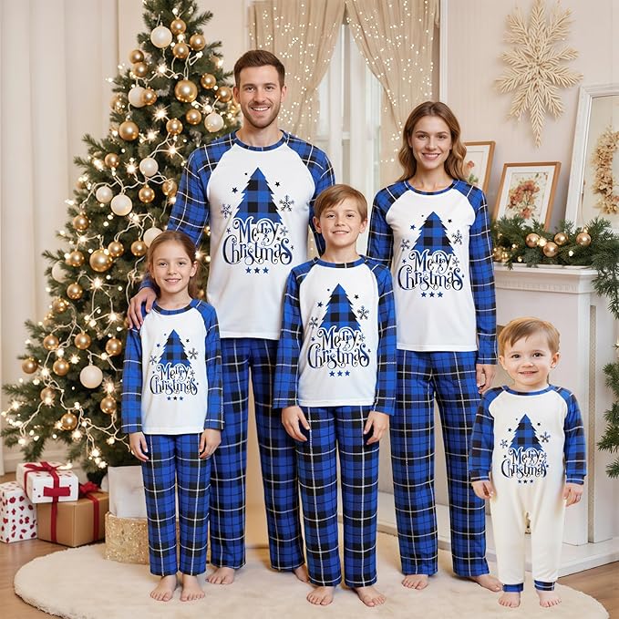 Awoscut Christmas Family Matching Pajamas Christmas Pjs Holiday Nightwear Sleepwear Sets Long Sleeve Pjs