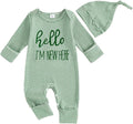 Fernvia Newborn Baby Boy Clothes Letters Print Bodysuit 3 6 9 12 18 Months Long Sleeve Jumpsuit with Hat 2PCS Outfits Set
